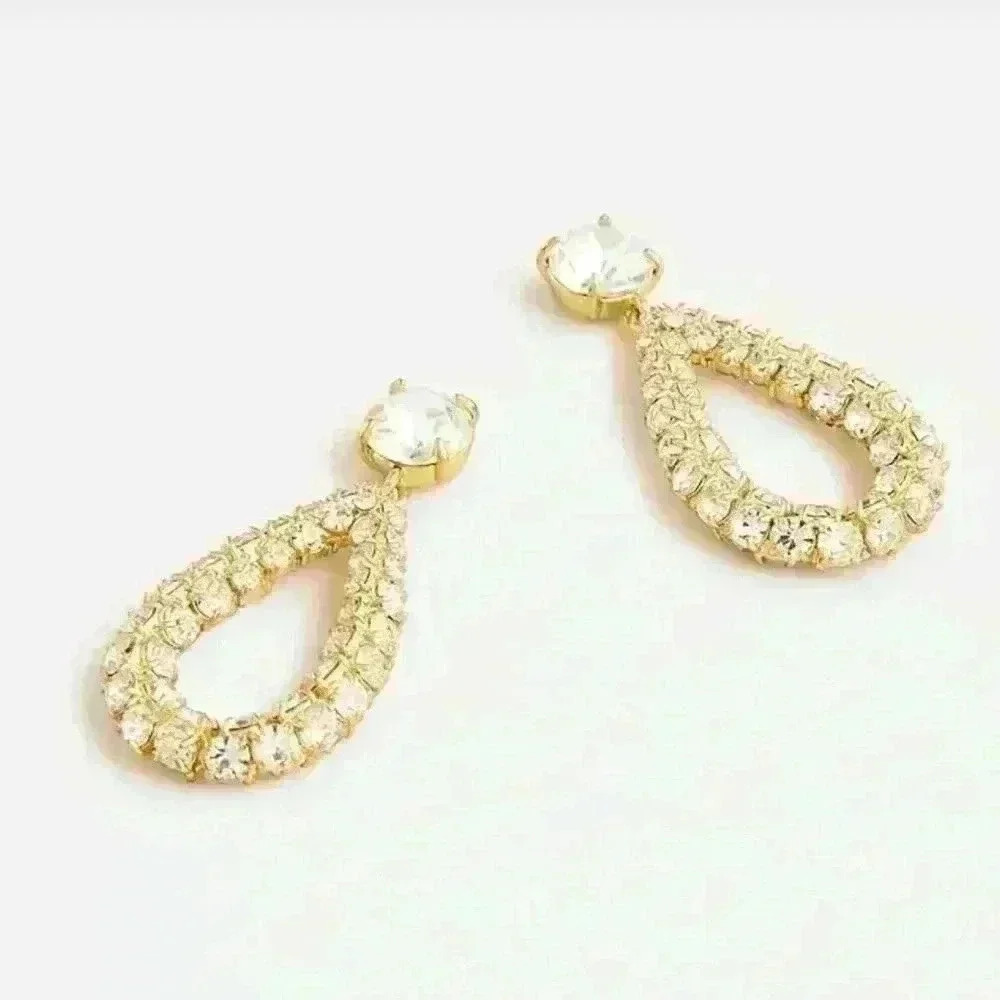 J Crew Faceted Crystal Teardrop Earrings
